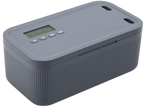 shaojian Timed Lockable Storage Box Small Safe Timed Medicine Storage Box Phone Lock Case Fridge Snack Locking Container Unplug from Phones,Video Games,Social Media,Snacks&Cravings (gray)