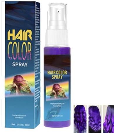 Haarspray Farbe, Auswaschbar Farbiges Haarfarbe,Hair Color Spray, Haarspray Farbspray zum temporären Haare Färben Color,Instant Hair Dye,Haar Colorationen für Karneval Halloween Cosplay Party (Lila)