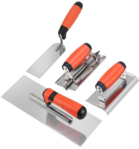 Dytabepl Maurerkellen Set, Rostfreier Glättekelle und Spachtel, Edelstahl-Putzkelle und Randkelle sowie Betonkanten, Kleberkelle-Set für Stuck und Zementset, Mauerwerksbau Handwerkzeug
