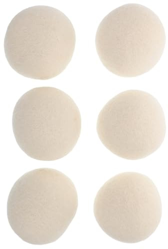 ROMISBABA 6pcs White Wool Tumble Balls 6cm Anti-Static Laundry Balls for Tumble Dryer Natural Wool Softener Lint and Pet Hair Reducing Laundry Supplies for Home Use