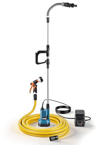Bomba sumergible con batería compatible con batería Maki-Ta de 18 V, bomba de barril de lluvia de 300 W, caudal de 5000 l/h, altura de extracción de 8 m (sin batería)