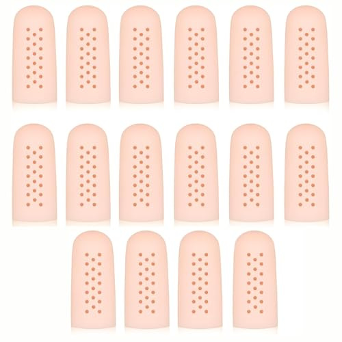 Fingerskydd silikon 16 stycken ventilerande fingertoppsskydd gel fingerlock fingerskydd fingerförband för spruckna fingrar och förhårdnader hudfärger en storlek med lufthål
