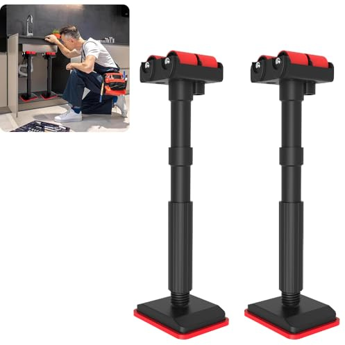 Niciksty 2Pcs Cabinet Installation Jack, Adjustable Height 7.48-17.32IN | Mobile Support Bracket for Cupboard Cabinet Lifting & Levelling, with 2 roller head, nylon material, easy installation