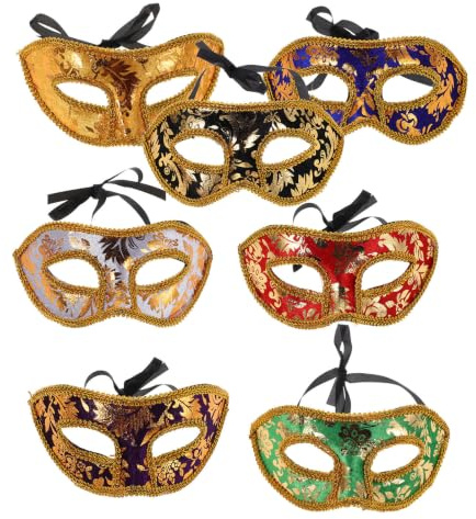 TOPBATHY 7 Pièces Demi-masque de Bal Masqué pour Homme en Plastique Confortable Design Unique, Accessoires Polyvalents pour Occasions Formelles et Fêtes D'hiver