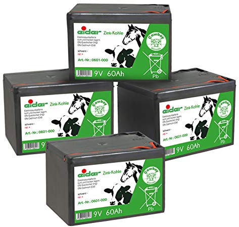 Eider Confezione risparmio: 4 batterie per recinzioni da 9 Volt con 60 Ah – acquistare come set da 4 pezzi e risparmiare – per dispositivi di recinzione da 9 Volt – qualità a un prezzo conveniente