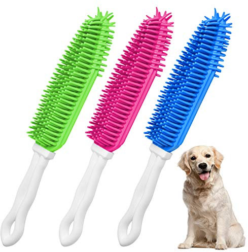 3 Pieces Pet Hair Remove Brush, Akamino Car & Auto Detailing Brush - Hair Lint Remover for Dogs Cats, Rubber Massage Brush for Furniture, Car Interiors, Carpet