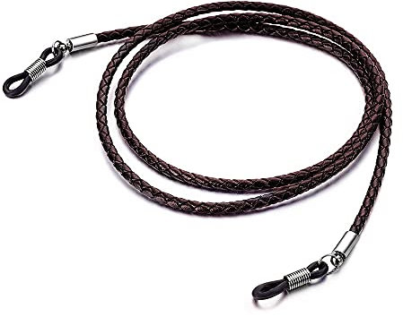 YUNHOME Sonnenbrillenkette Brillenkette Brillenband Brillenschnur Geflochtene Rindslederlanyard, Gläser Seil, Einfacher Schlüsselband, Anti-Lost, Hängende Hals-Sonnenbrille Und Brillenkette-Braun