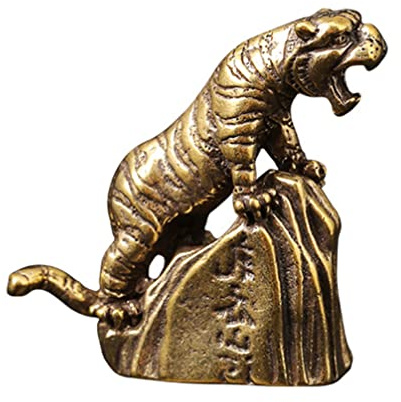 FAVOMOTO Handgemachte Messing Tiger Statue Glück Statuen Chinesische Fengshui Tiger Figur Glückverheißendes Symbol Figur Tierfigur Feng Shui Reichtum Glücksbringer Ornamente