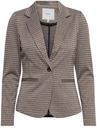ICHI IHKATE Damen Blazer Kurzblazer Jacke mit Stretch und Reverskragen, Größe:XS, Farbe:Nomad (161212)