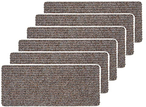 Schmale rutschfeste Fußmatte innen pflegeleicht - Beige 6er Set 25 x 60 cm | Langlebige Schmutzfangmatte strapazierfähig Türmatte wasserabweisend Fußabtreter antistatisch Schuhparkplatz schmutzabweisend