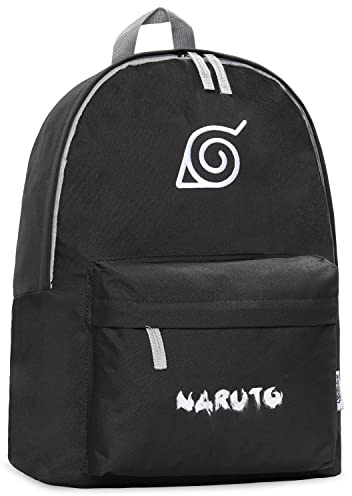 NARUTO Shippuden Rucksack Kinder Schulrucksack Jungen Teens, Verstellbar, für Schule Kita Freizeit, Anime Geschenke für Jungs (Schwarz/Weiß)