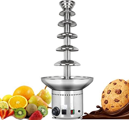 JINTAOMA 4 Tier Fountain Chocolate Cheese Melting Machine Cream Fondue, Commercial Chocolate Fondue Fountain Digital Chocolate Waterfall Melting Machine 225W Stainless Steel Buffet Equipment,6Tiers