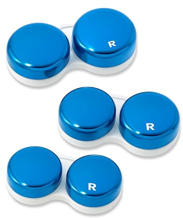 SPORTS WORLD VISION 3PCS OptiCool Kontaktlinsenbehälter | Kontaktlinsenbehälter Box im Metallic-Design | Niedlicher Linsenlösungsbehälter mit Schraubverschluss & gleicher Stil pro Bestellung