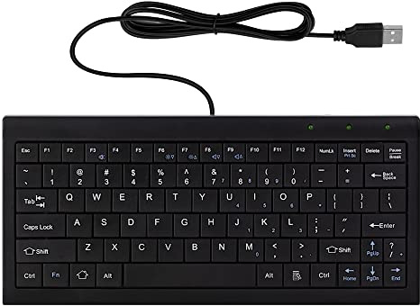 CUQI Mini Tastatur, Kleine Kabelgebundene Tastatur 82 Scherentasten, USB-Schnittstelle Kompakttastatur für Android, Windows PC, Laptop, Raspberry Pi, Windows 10/8/7