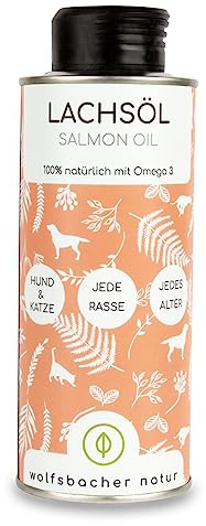 Olio di salmone per cani e gatti con Omega 3 & 6 I 250ml olio naturale di salmone norvegese dell’Atlantico I Integratore ad alta concentrazione