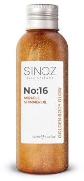 Sinoz No:16 Miracle Shimmer Oil | 16 Natural Oils | Glittery Look & Golden Glow for Body & Hair | Lightweight & Non-Greasy Texture | 100 ml