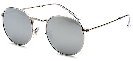 RUNHUIS Kleine Rund polarisierte Sonnenbrille Damen Herren Vintage Klassische Super Leichte Metallrahmen Gläser Retro Mode Brillen für Fahren Angeln