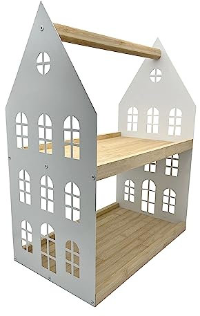 UNUS HOME Alzata a 2 ripiani con manico per frutta, colazione, salsiccia e formaggio, bevande e dessert, vassoio in legno di bambù, struttura in metallo, ideale come regalo