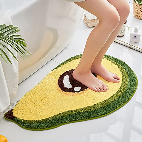 LEVINIS Avocado Bath Rug, Absorbent Non Slip Bath Mats, Cute Avocado Washsble Bathroom Rugs for Bathtub Bathroom Kids Room Nursery 31×19