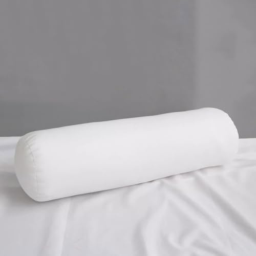 GGoty Rundes Nackenrollenkissen mit Inneneinsatz, weich, rund, lang, für Rücken, Kopf, Nacken, Lendenwirbelstütze (20 x 100 cm, weiß)