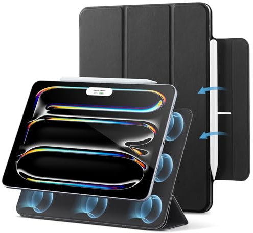 ESR for iPad Pro 11 inch Case M5/M4 (2025/2024), Powerful Magnetic Attachment, Slim Trifold Stand Case, Supports Pencil Pro and Pencil (USB-C), Durable Protection, Rebound Series, Black