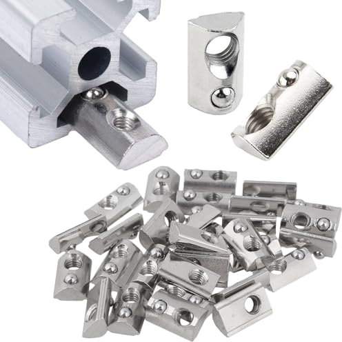 20 pezzi M6 scanalature con scanalatura a sfera 8 per profilo in alluminio 3030 con sfera di centraggio, filettatura 30 serie Nutenstein M6, dado scorrevole in acciaio al carbonio, set per stampante