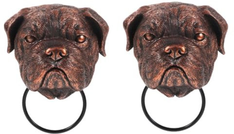Uonlytech 2pcs Dog Head Door Knocker Doorknob Home Decor Door Ring Handle Door Knockers for Front Door Door Pull Ring Gate Door Knocker Animal Head Synthetic Resin Door Door