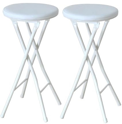 RTTZBOZ Sgabello da Bar Pieghevole, Sgabello Pieghevole Senza Schienale, Sedie Pieghevoli Portatili da Bancone da Interno per Cucina o Sala Giochi (Color : White B, Size : 49cm/19in 2pcs)
