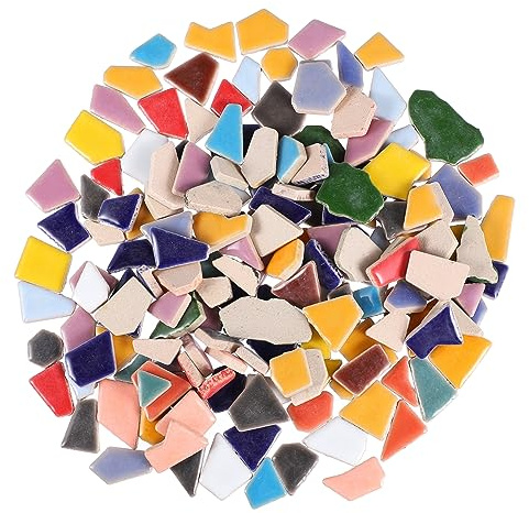 VILLFUL 200G Bunte Diy Mosaikfliesen Keramische Mosaiksteine Unregelmäßige Mosaikpartikel für Kreative Bastelprojekte Vielfalt an Farben und Formen für Dekoration und Handwerk