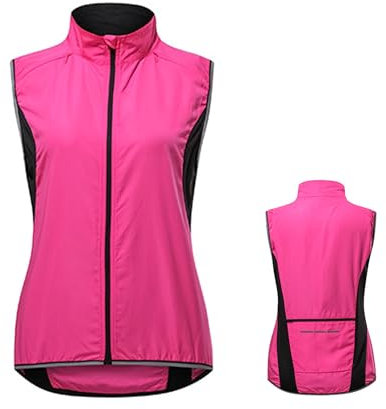 HARLSO Leichte Fahrradweste für Damen, wasserdicht, ultraleicht, Fahrrad-Laufjacke, winddicht, sonnenabweisend, ärmellos, Weste, Reitbekleidung zum Reiten, Laufen, Joggen,Pink-L