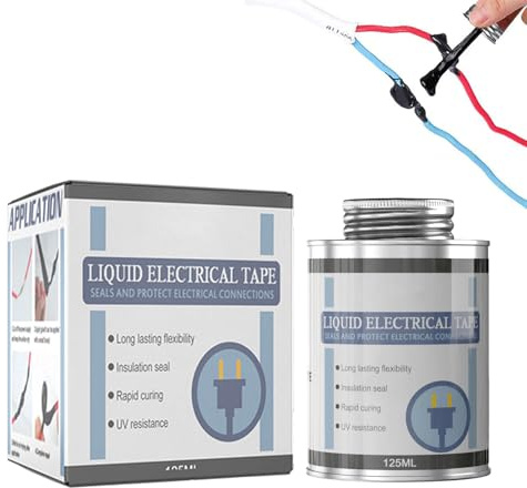 Adhesivo Aislante Líquido, Cinta Eléctrica de Aislamiento Líquido, Revestimiento Aislante para Cables, Liquid Electrical Tape, Apto para Todo Tipo de Cables y Aparatos Eléctricos, 125ml (Negro)