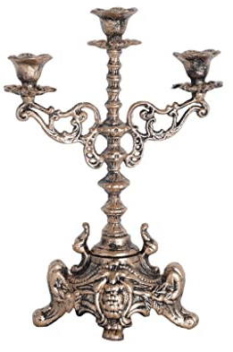 ENGENDER Portavelas Candelador Tallado de Hierro Forjado nórdico Candelador de Tres Cabezas Adecuado for la Cena Sala de Estar Comedor de Cocina Candelero