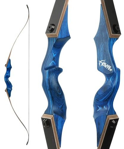 Poearcus 60 Zoll Takedown Recurve Bogen Jagdbogen Wettkampfbogen Langbogen Bogenschießen Holzbogen 20-60lbs Links/Rechtshänder für Bogenschießen Schießen Ziel Praxis (Blau, 30 Ibs, Rechte Hand)