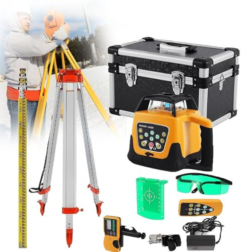 Rotary Laser Level Green Self-Leveling Vertical Horizontal Cross Line Automatic Laser Level, 500m Range Measuring Equipment for Outdoor Construction Industry,Redbeam