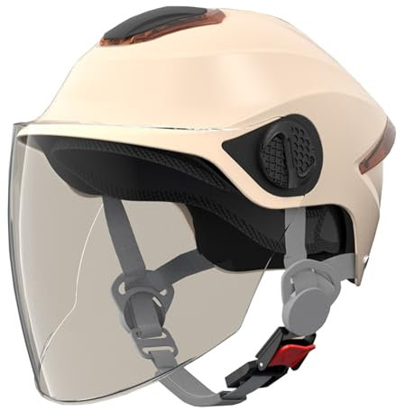 ECE Certifié Casque Semi-Ouvert Casque Jet Casque Moto Et Scooter Femme Adulte Anti Scratch Visiere, Casque de Moto