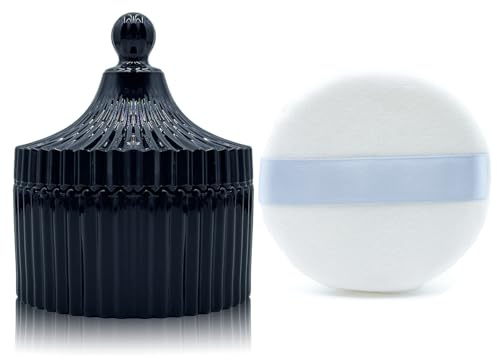Soplo de polvo ultra suave y contenedor de terciopelo de alta densidad de 3.3 pulgadas, lavable y reutilizable, para polvo corporal y soporte para tarro de vidrio, caja de polvo suelta con soplo para