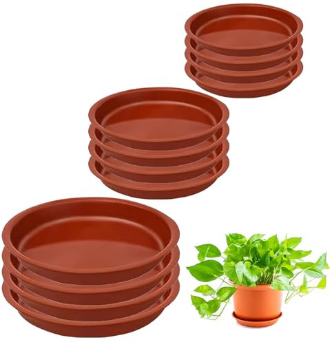 12Pcs Plant Saucers,Round Plastic Black Plant Pot Saucers Plant Pot Trays in 3 Sizes Flower Pot Drip Trays Garden Saucers Plant Pot Saucer Trays for Indoor Outdoor Garden Balcony Plants