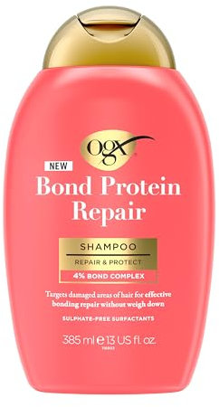 OGX Bond Protein Repair Shampoo, Repair & Protect, with 4percent Bond Complex, Targets Damaged Areas of Hair for Effective Bonding Repair without Weighing It Down, Sulfate Free, 385ml