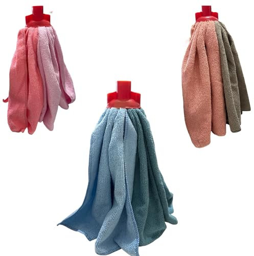 Ricambio Mocio in Microfibra doppia fibra, Mop in Microfibra di nuova generazione Mop Lavapavimenti per Tutte le Superfici parquet e piastrelle Colore Casuale Come da Foto Art 02965