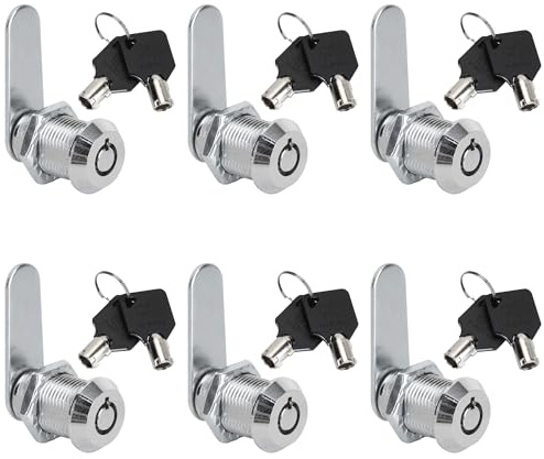 Aramanara 6Pcs 25mm Thread Tubular Cam Lock, Cabinet Cylinder Lock with Key | Zinc Alloy Security Drawer Lock, Metal Tubular Cam Lock for Mailbox Door Drawer Letterbox Cupboard