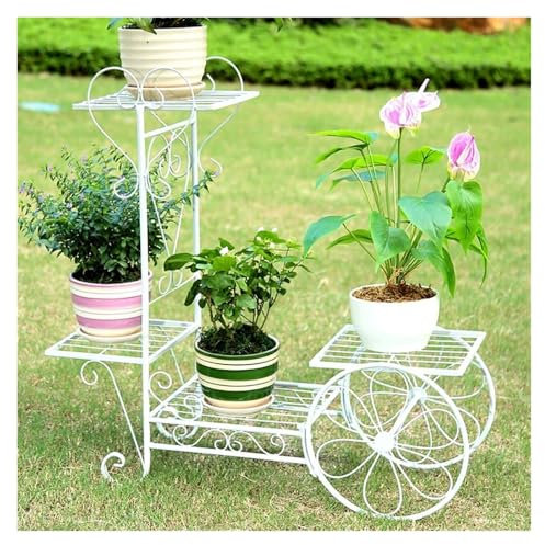 YAYREC Blumenständer，Blumenständer Aus Metall， Blumenständer/Mehrstöckiges Wohnzimmer Balkon Pflanzenständer/Grüne Blume Blumengestell/Kreative Blumenkarren(70cm)
