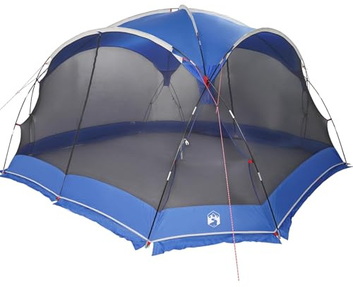 vidaXL Extra großes zusammenklappbares Campingzelt | Wasserabweisend, UV-beständig für 10 Personen, tragbar und einfach aufzubauen, modernes azurblaues Design für Familien draußen