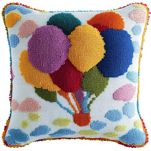 AxiangziK Kit di Ganci a Chiusura per Cuscino,Palloncini colorati,Kit cuscino mezzopunto DIY di cuscino Principianti Adulti Regalo per adolesc,43x43cm
