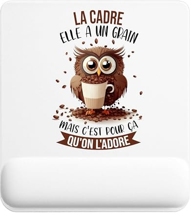 Planetee Tapis de Souris La Cadre Chouette Grain | Accessoire Bureau Ergonomique - Idéal pour Anniversaire, Collègue, Secret Santa Noël, Fête des Pères et Fête des Mères