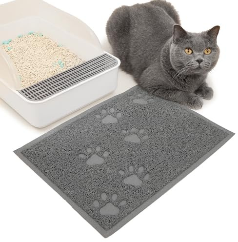JanYoo Katzenklo Matte 40x30CM Katzenstreu Matte wasserdichte und rutschfeste Katzenklo Unterleger zum Auffangen von Katzenstreu, Katzenstreu Matte vor Katzentoilette, Grau