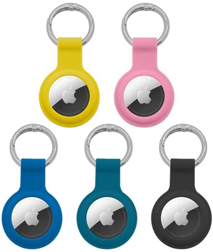 Skythrive 5-pack fodral för Apple AlRtag nyckelring, silikon heltäckande reptåligt med nyckelring, fodral för AlR Tag