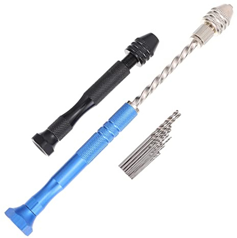 GALPADA Taladro Manual De Mano Para Joyería y Pasadores, Acero Duradero, Mandril Ajustable, Juego De Microbrocas De 12 Piezas, Adecuado Para Trabajos De Precisión y Bricolaje