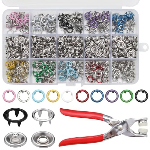 Druckknopf Set, 200 Stück Edelstahl Druckknopf mit Zange, Jersey Druckknöpfe für Handwerk Handgefertigt Kleidung Reparaturen DIY Kleidung