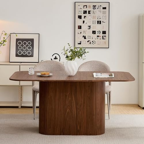 EGOONM Table à Manger Rectangulaire (160 x 90 x 75 cm), Table de Cuisine avec Plateau en MDF (Finition Grain de Bois), Idéale pour Salle à Manger, Cuisine, Restaurant ou Bureau (Grain de Noyer)