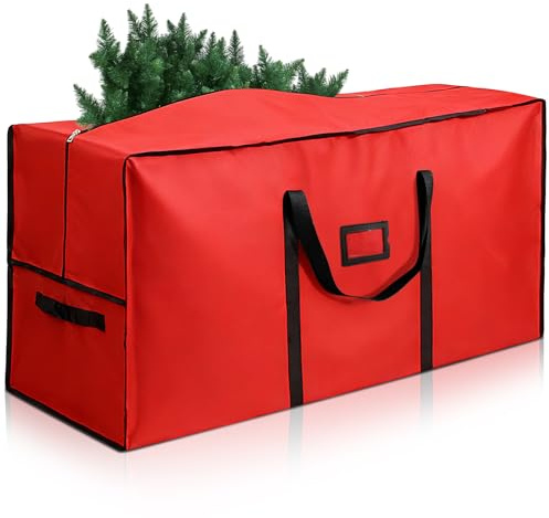 Christmas tree storage bag Fits Up to 7.5ft Tall, 600D Oxford waterproof with Durable Handles & Zipper Xmas Tree Storage Bag (RED)